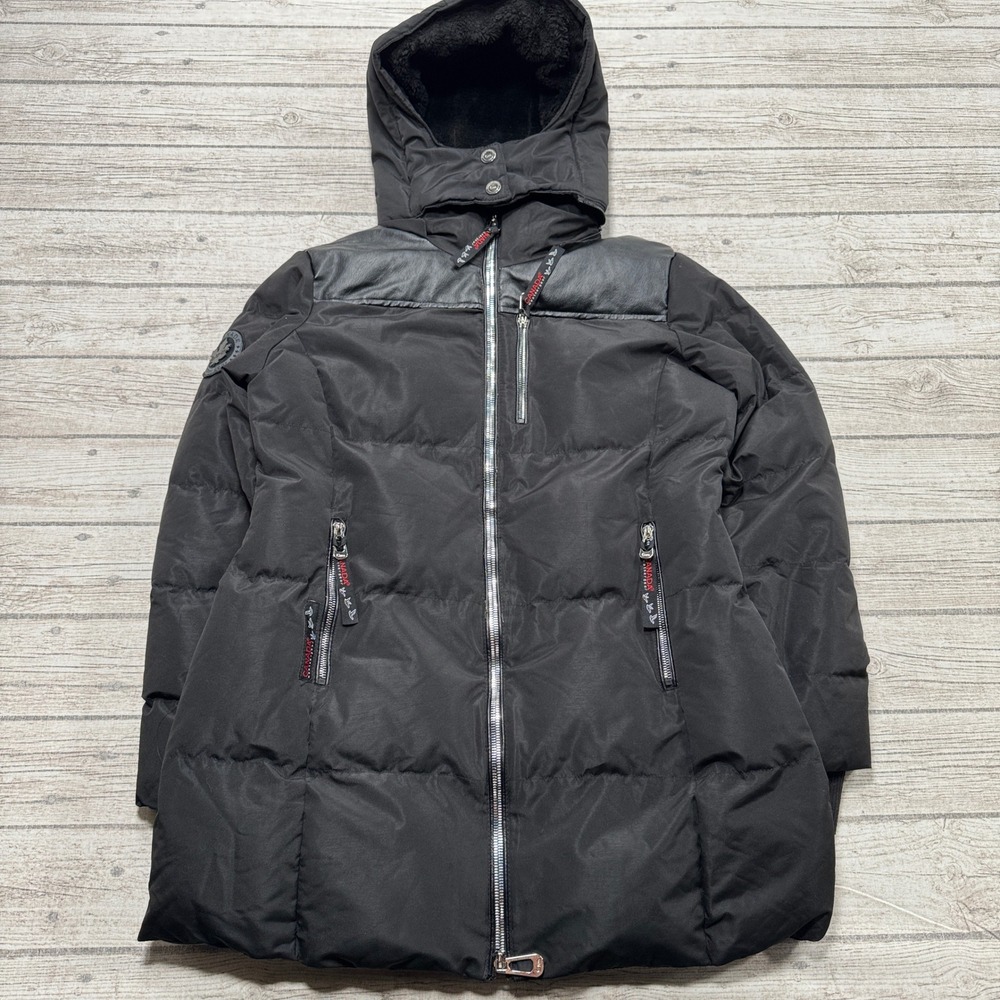 Canada Weathergear Puffer Jacket Women's Large Black Insulated Hooded Thermal